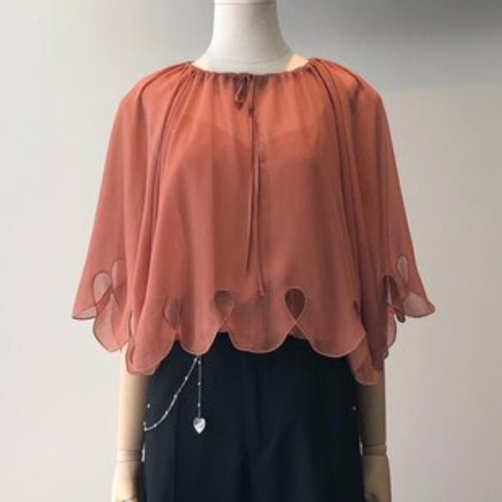 See By Chloé Scalloped Tie-neck Blouse In Rose